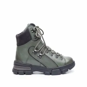 Ghete dama din piele naturala, Leofex - 272 Verde  box