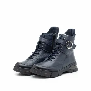 Ghete dama din piele naturala, Leofex - 274 Blue box