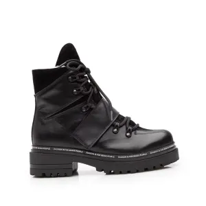 Ghete dama din piele naturala, Leofex -  278 Negru Box Velur