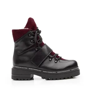 Ghete dama din piele naturala, Leofex -  278 Negru Mov Box Velur