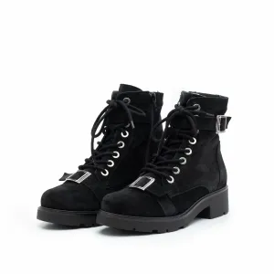 Ghete dama din piele naturala, Leofex - 298 Negru velur