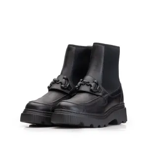 Ghete damă din piele naturală, Leofex - 325-1 Negru Box