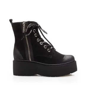 Ghete dama din piele naturala, Leofex -  327-1 Negru velur