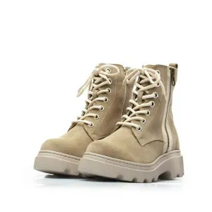 Ghete dama din piele naturala, Leofex -  327 Crem velur