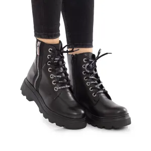 Ghete dama din piele naturala, Leofex -  327 Negru box