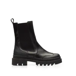 Ghete damă din piele naturală, Leofex -  411 Negru Box