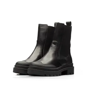 Ghete damă din piele naturală, Leofex -  411 Negru Box
