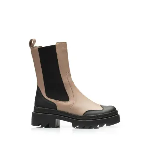 Ghete damă din piele naturală, Leofex -  411 Taupe Box