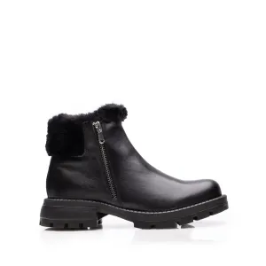 Ghete damă din piele naturală, Leofex -  424-1 Negru Box