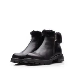 Ghete damă din piele naturală, Leofex -  424-1 Negru Box
