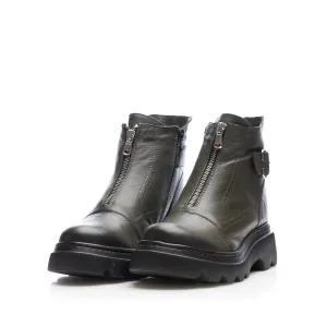 Ghete damă din piele naturală, Leofex - 427 Kaki Box