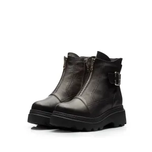 Ghete damă din piele naturală, Leofex -  427 Negru Box