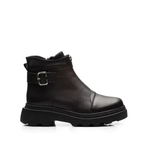 Ghete damă din piele naturală, Leofex -  427 Negru Box