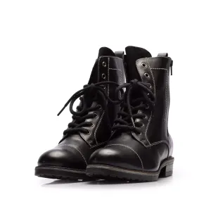 Ghete damă din piele naturală, Leofex - 458 Negru Gri box