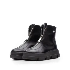 Ghete damă din piele naturală, Leofex - Mostră 266 Negru Box