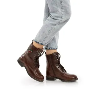 Ghete dama military din piele naturala,Leofex - 505 Maro Box Military