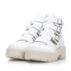 Ghete damă perforate din piele naturală, Leofex - 369 Alb Box