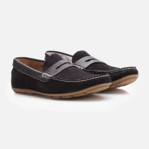 Mocasini bărbați din piele naturală, Leofex - 192 Negru Velur