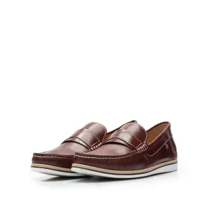 Mocasini barbati din piele naturala, Leofex - 946 Visiniu box