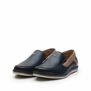 Mocasini barbati din piele naturala, Leofex  - Mostra 878 blue-taupe box