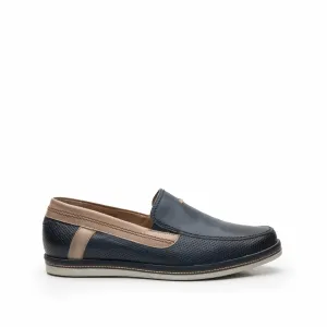 Mocasini barbati din piele naturala, Leofex  - Mostra 878 blue-taupe box