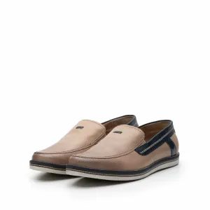 Mocasini barbati din piele naturala, Leofex  - Mostra 878 taupe-blue box