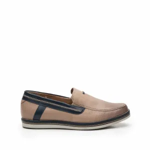 Mocasini barbati din piele naturala, Leofex  - Mostra 878 taupe-blue box
