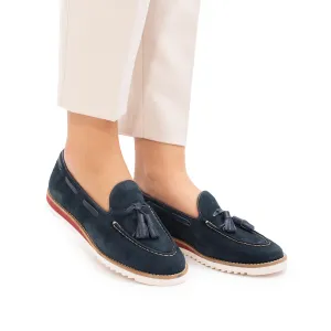 Mocasini casual damă din piele naturală, Leofex- 202 Blue Velur