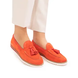 Mocasini casual damă din piele naturală, Leofex- 202 Corai Velur