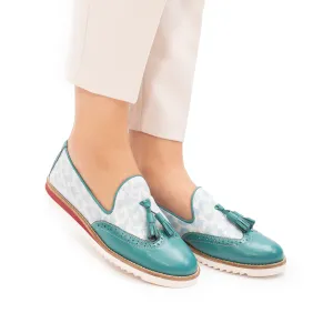Mocasini damă casual din piele naturală, Leofex - 203 Turcoaz Box