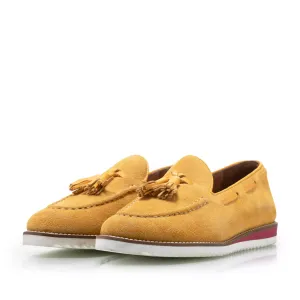 Mocasini casual damă din piele naturală, Leofex - 202 Muştar Velur