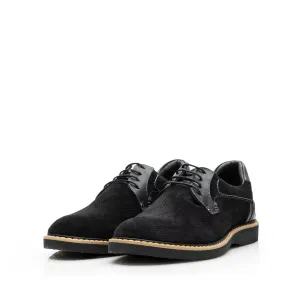 Pantofi barbati casual din piele naturala Leofex- 590-1 Negru Velur