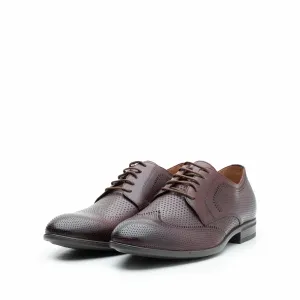 Pantofi barbati eleganti din piele naturala Leofex - 573 Red wood Box