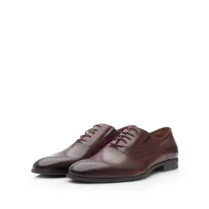 Pantofi bărbaţi eleganţi din piele naturală, Leofex - 581 Vişiniu Box