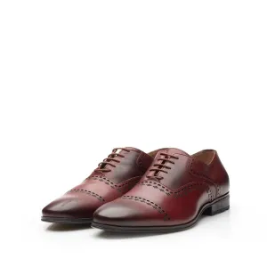 Pantofi  barbati eleganti din piele naturala Leofex- 748 Visiniu Box