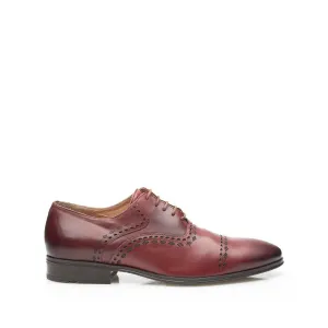 Pantofi  barbati eleganti din piele naturala Leofex- 748 Visiniu Box