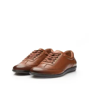 Pantofi barbati sport din piele naturala Leofex-518 Cognac Box
