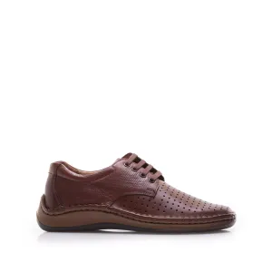 Pantofi casual barbati din piele naturala,Leofex - 594-1  Cognac Box