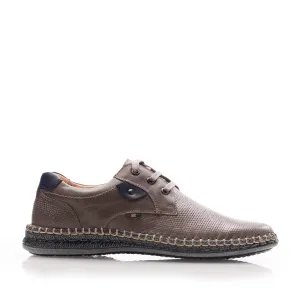 Pantofi casual bărbați din piele naturală, Leofex - 597 Gri Box