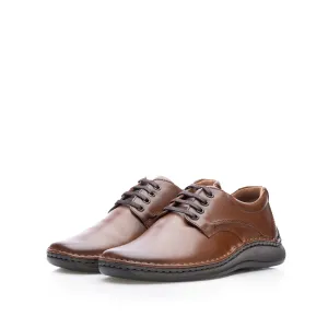 Pantofi casual bărbați din piele naturală, Leofex - 918 Cognac Închis Box