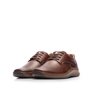 Pantofi casual barbati din piele naturala, Leofex - 918 Marone Box Presat