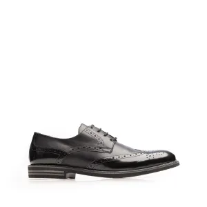 Pantofi casual barbati din piele naturala, Leofex - Mostră 979 negru box+lac