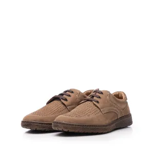 Pantofi casual barbati din piele naturala, Leofex - Mostra Serafim Taupe Nabuc