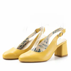 Pantofi casual cu toc dama, decupati din piele naturala, Leofex - 254 galben box