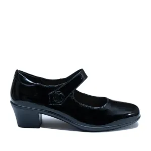 Pantofi casual cu toc damă, din piele naturală - 4397 Negru Lac