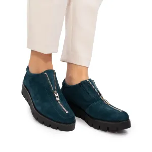 Pantofi casual dama cu fermoar din piele naturala,Leofex - 285 Avio velur