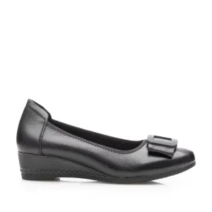 Pantofi  casual damă cu platformă din piele naturală - 4409 Negru Box