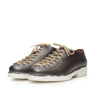 Pantofi casual dama cu siret pana in varf din piele naturala, Leofex- 194-1 Argintiu inchis sidef