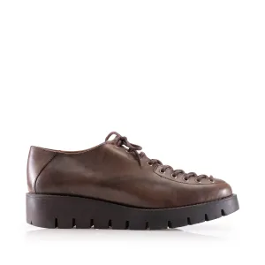 Pantofi casual dama cu siret pana in varf din piele naturala, Leofex- 194 TDM maro box