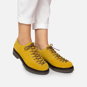 Pantofi casual dama cu siret pana in varf Leofex - 037 Galben 2 Velur